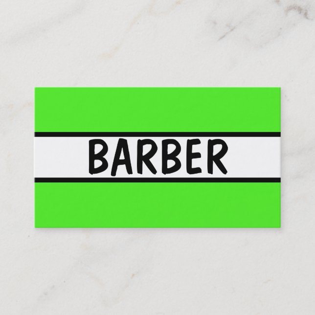 Tarjeta De Visita Barber Neon Green (Anverso)