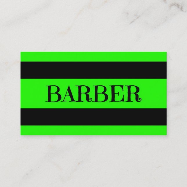 Tarjeta De Visita Barber Neon Green Business Card (Anverso)
