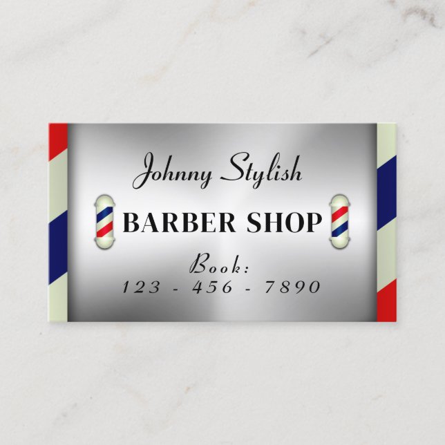 Tarjeta De Visita Barber pole faux metallic Business Card (Anverso)