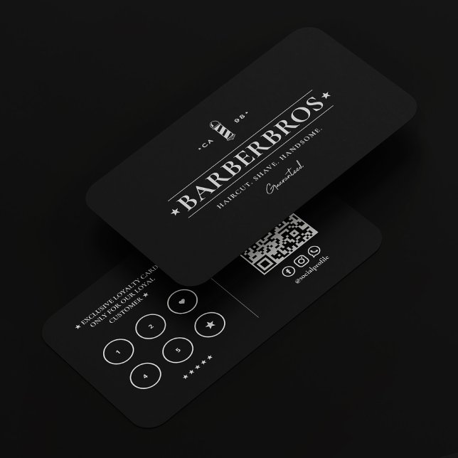 Tarjeta De Visita Barber Pole Haircut Lealtad a Barbershop Black (Barber Pole Haircut Black Barbershop loyalty Business Card
☆★
☆★
☆★
☆★
☆★
(35654)
 | 
)