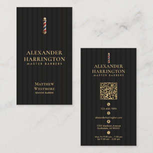 Tarjeta De Visita Barber Pole Negro Marfil Barbería Peluquero 