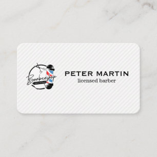 Tarjeta De Visita Barber Pole y Tijeras   Logotipo de corte de pelo