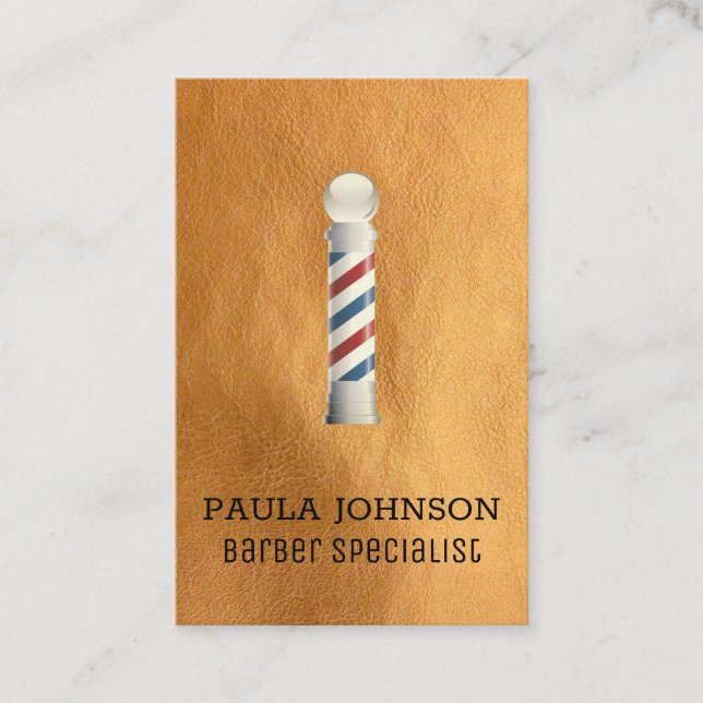 Tarjeta De Visita Barber Polo | Especialista en pelo (Anverso)