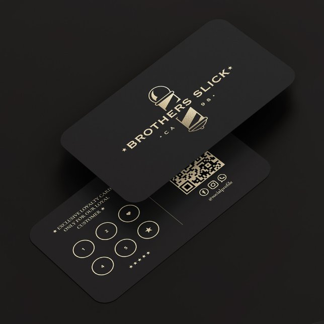 Tarjeta De Visita Barber Polo Moderno Barbershop ElegantBlack Loyalt (Barber Pole Modern Barbershop ElegantBlack Loyalty Business Card
)