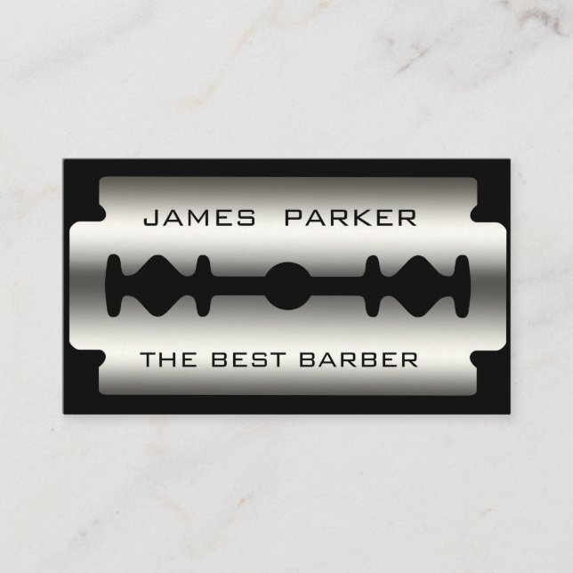 Tarjeta De Visita Barber Razor Blade Salon Hair Stylist (Anverso)