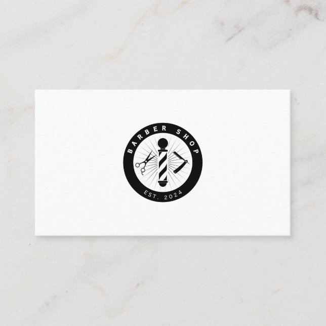 Tarjeta De Visita Barber round logo barbershop  (Anverso)