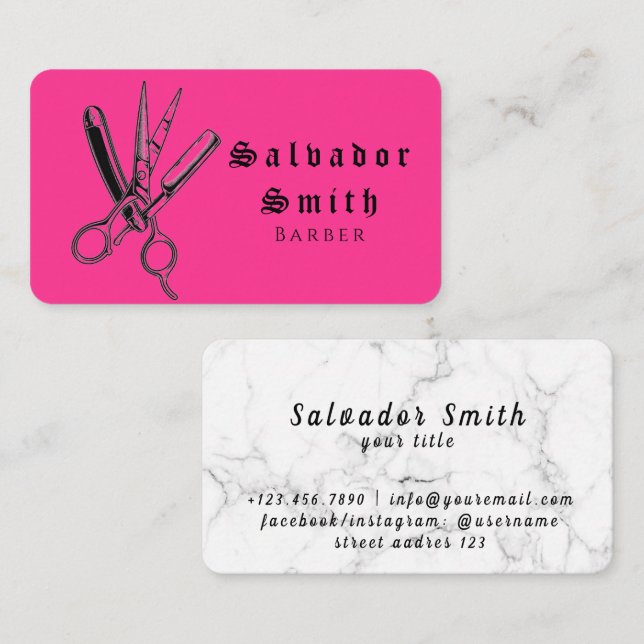 Tarjeta De Visita Barber Scissors Art Salon Hairdresser (Anverso / Reverso)