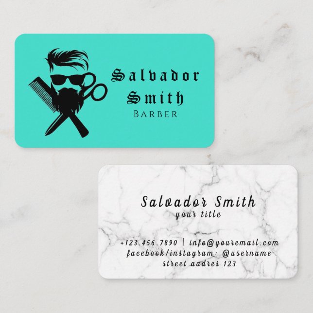 Tarjeta De Visita Barber Scissors Art Salon Hairdresser (Anverso / Reverso)