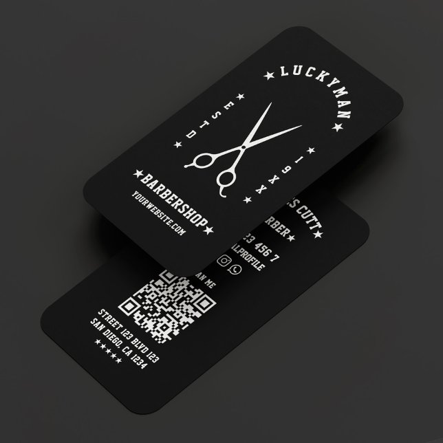Tarjeta De Visita Barber Scissors Mínimo Viaje Barbershop Black (Minimal Travel Barber Scissors Barbershop Black Business Card
)