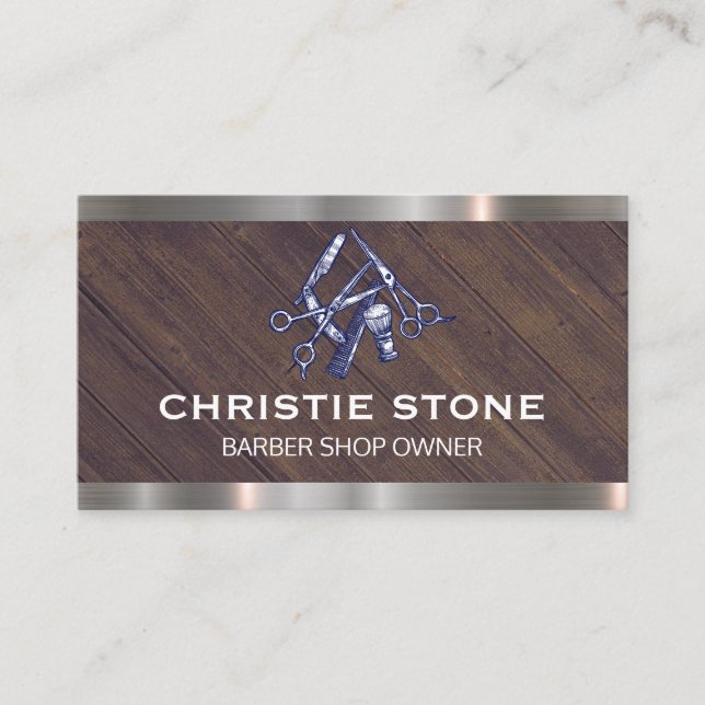 Tarjeta De Visita Barber Shop | Accesorios para tijeras (Anverso)