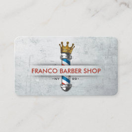 Tarjeta De Visita Barber Shop Crown Barber Pole Salón de Pelo Lealta