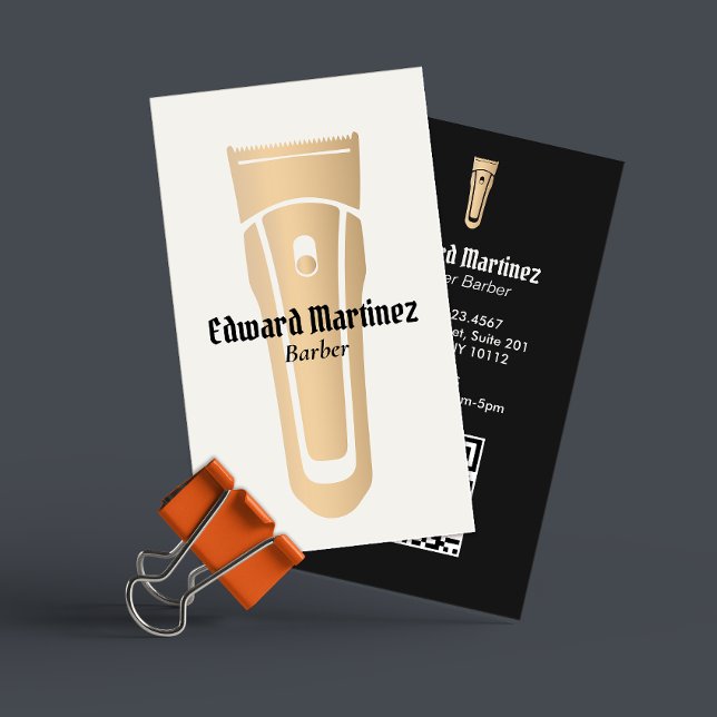 Tarjeta De Visita Barber Shop Gold Hair Clipper Barbershop (Subido por el creador)
