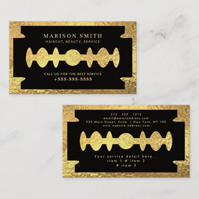 Tarjeta De Visita Barber Shop Hair  (Anverso / Reverso)