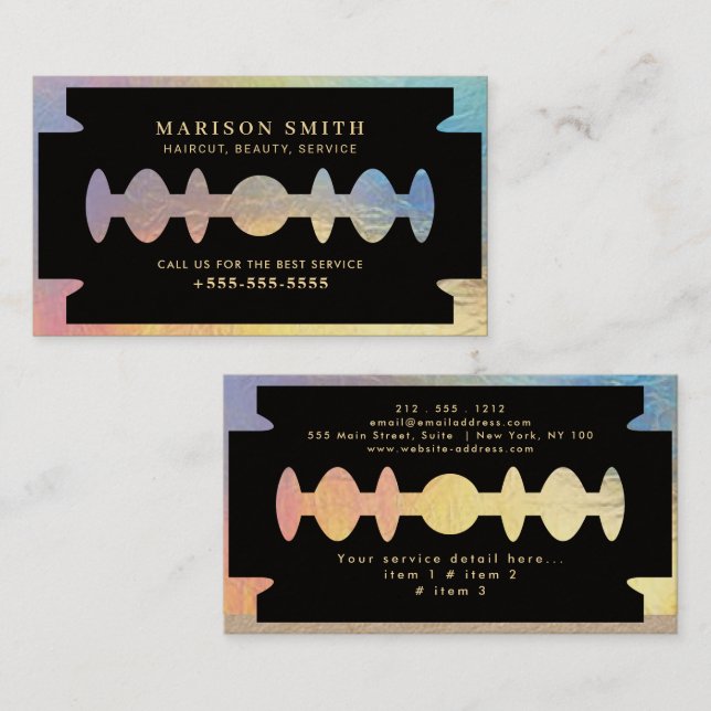 Tarjeta De Visita Barber Shop Hair  (Anverso / Reverso)