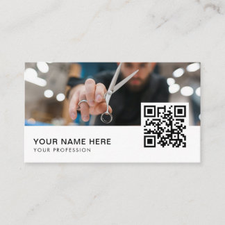 Tarjeta De Visita Barber Shop Hair Stylist Professional Bar Código Q