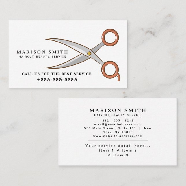 Tarjeta De Visita Barber Shop Hair Stylist Professional Barbershop (Anverso / Reverso)