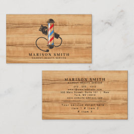 Tarjeta De Visita Barber Shop Hair Stylist Wood