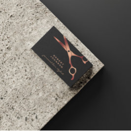 Tarjeta De Visita Barber Shop Hairdresser Black Copper Scisors