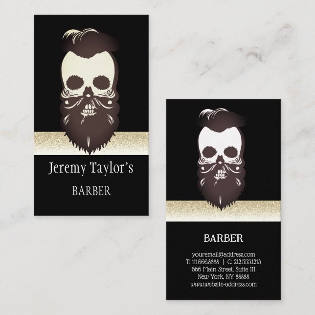 Tarjeta De Visita Barber Shop Hairdresser , Gold Barbershop (Anverso / Reverso)