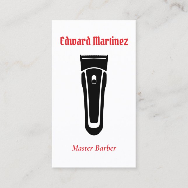 Tarjeta De Visita Barber Shop Hairdresser, Modern Hair Clipper (Anverso)