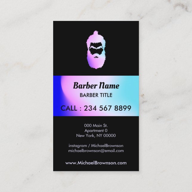 Tarjeta De Visita Barber Shop hipster hologram (Reverso)