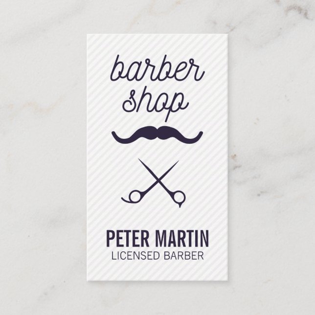 Tarjeta De Visita Barber Shop | Mustache | Shave and Haircut (Anverso)