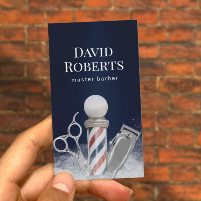 Tarjeta De Visita Barber Shop Navy Blue Professional Barbershop (Subido por el creador)
