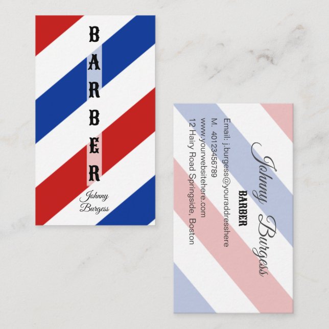 Tarjeta De Visita Barber Shop Pole Hairdresser moderno (Anverso / Reverso)