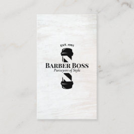 Tarjeta De Visita Barber Shop Pole Rustic Wood
