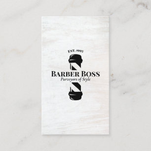 Tarjeta De Visita Barber Shop Pole Rustic Wood