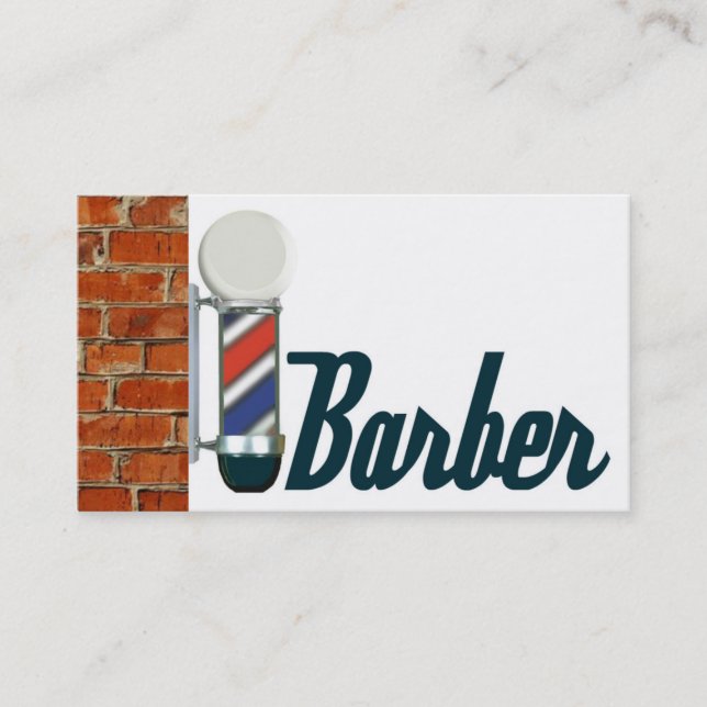 Tarjeta De Visita Barber Shop Pole Street Rótulo (Anverso)