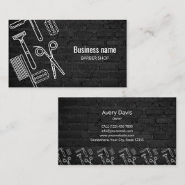 Tarjeta De Visita Barber Shop Profesional Hair Stylist Black Brick