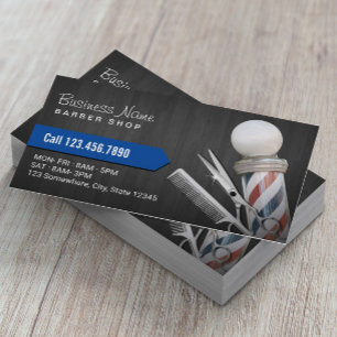Tarjeta De Visita Barber Shop Silver Scissor Profesional Madera Oscu