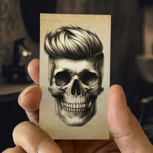 Tarjeta De Visita Barber Skull Vintage Hair Stylist Barbershop
