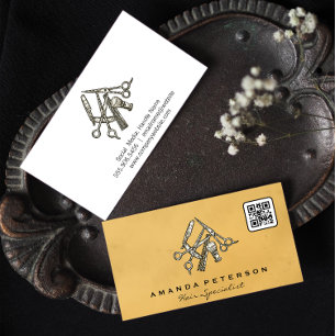 Tarjeta De Visita Barber Tools   Código Qr