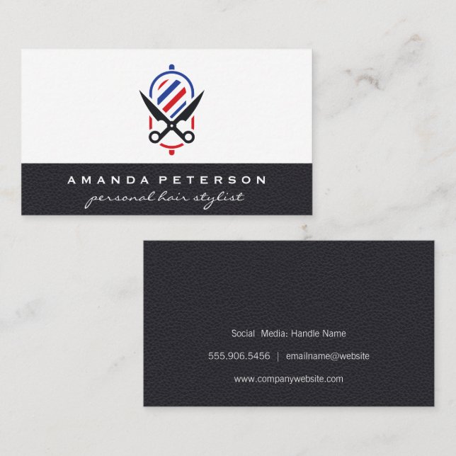 Tarjeta De Visita Barber Tools | Cuero (Anverso / Reverso)