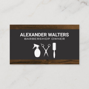 Tarjeta De Visita Barber Tools   Wood Business Card
