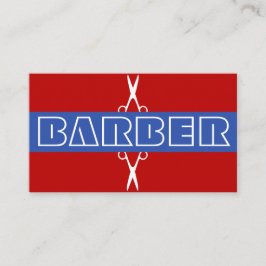 Tarjeta De Visita Barbería azul blanco moderno
