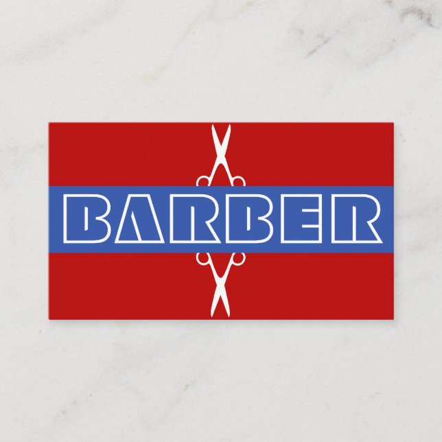 Tarjeta De Visita Barbería azul blanco moderno (Anverso)