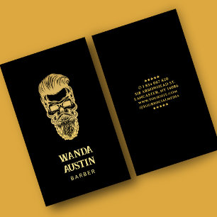 Tarjeta De Visita Barbería Barbero Calavera Salón de Peluquería negr