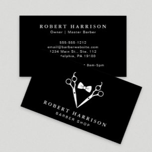 Tarjeta De Visita Barbería Barbero Profesional Negro