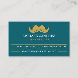 Tarjeta De Visita Barbería Berber Azul y Dorado