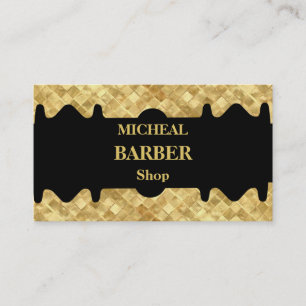 Tarjeta De Visita Barbería blade de oro simple para Razor