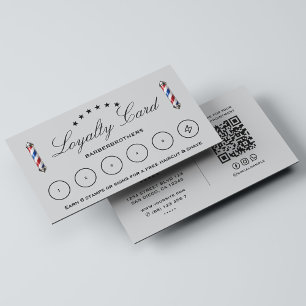 Tarjeta De Visita Barbería Clásico Luz Gris Lealtad Poste de Barbero