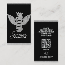 Tarjeta De Visita Barbería Crown Wings Logo Brillante Profesional