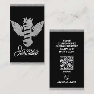 Tarjeta De Visita Barbería Crown Wings Logo Brillante Profesional