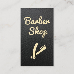 Tarjeta De Visita Barbería Cuero   Hoja de Afeitado