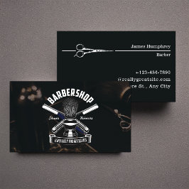 Tarjeta De Visita Barbería de estilo clásico-moderno negro