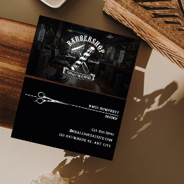 Tarjeta De Visita Barbería de estilo moderno de pelo negro
