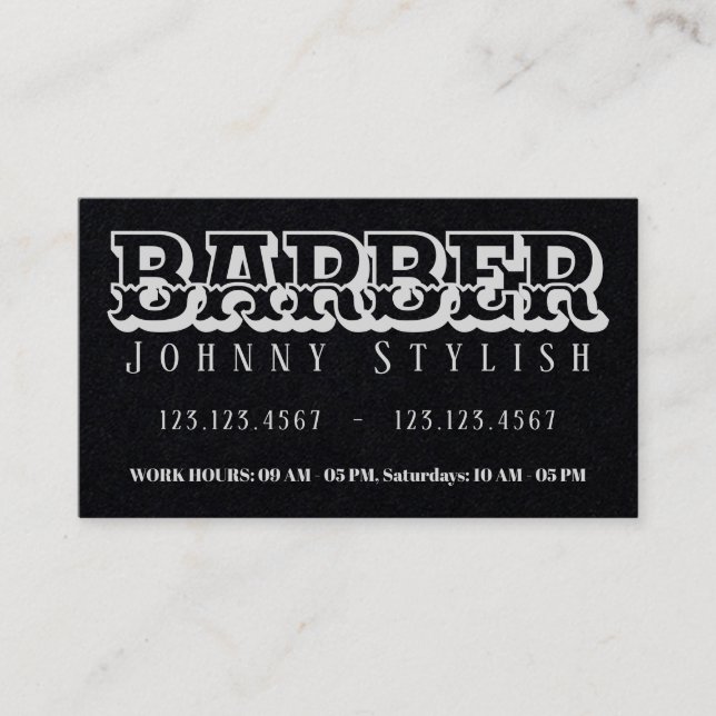 Tarjeta De Visita Barbería de estilo vintage audaz (Anverso)